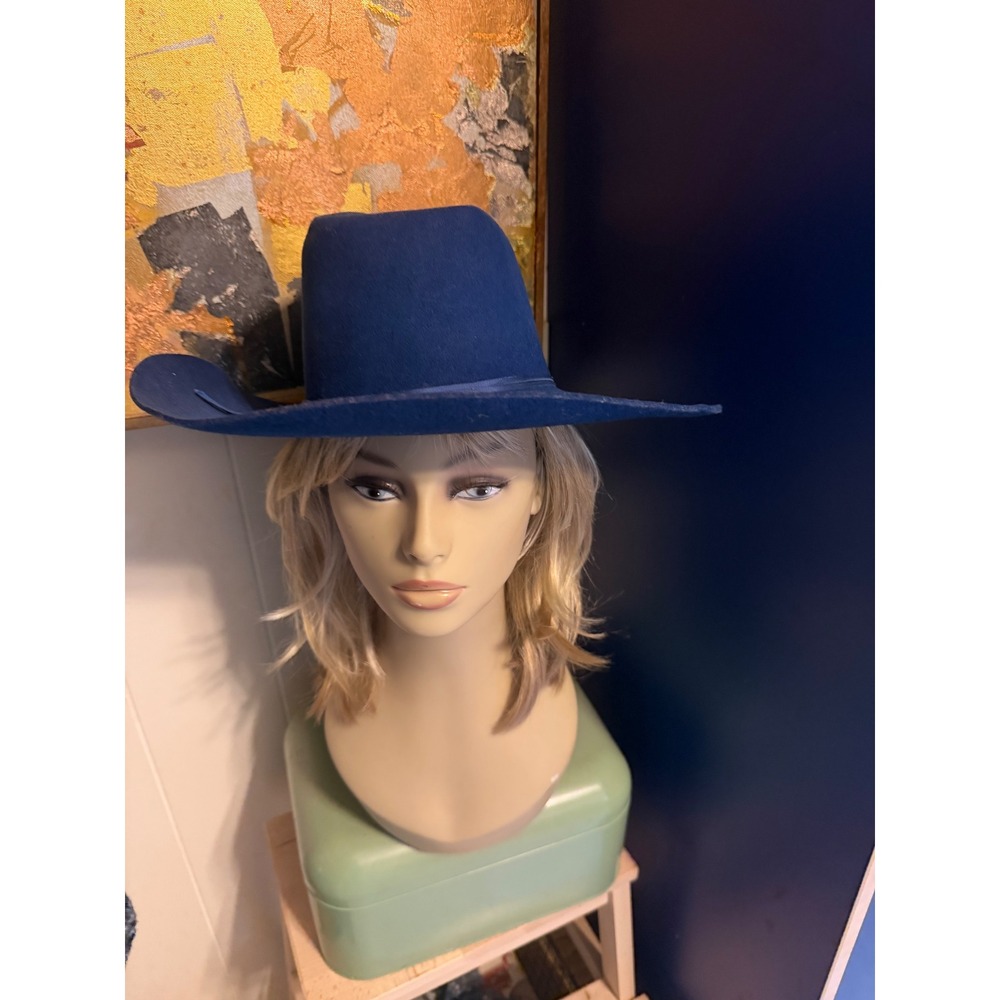 Vintage American Hat Co Maxi-Felt Pure Wool Blue Cowboy Hat 6 5/8"